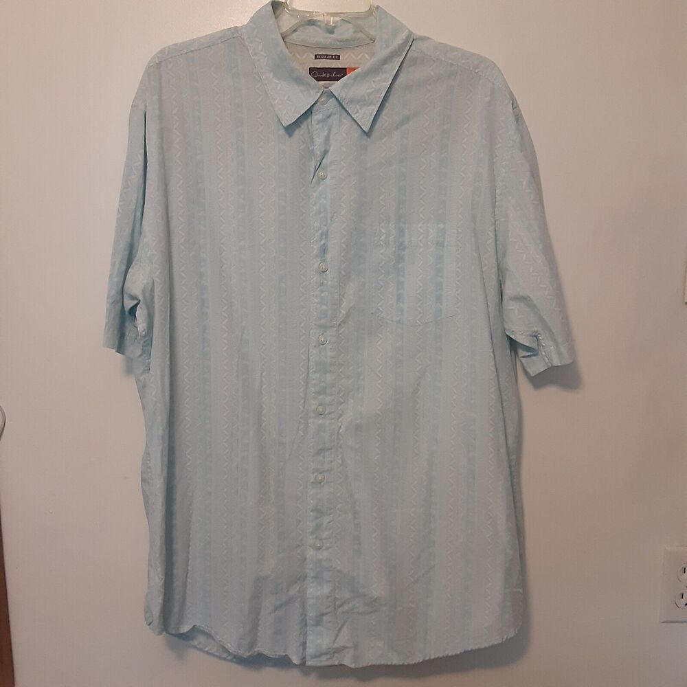 Quiksilver Adult Mens XL Blue Hawaiin Regular Fit Button Up Shirt Beach Aloha